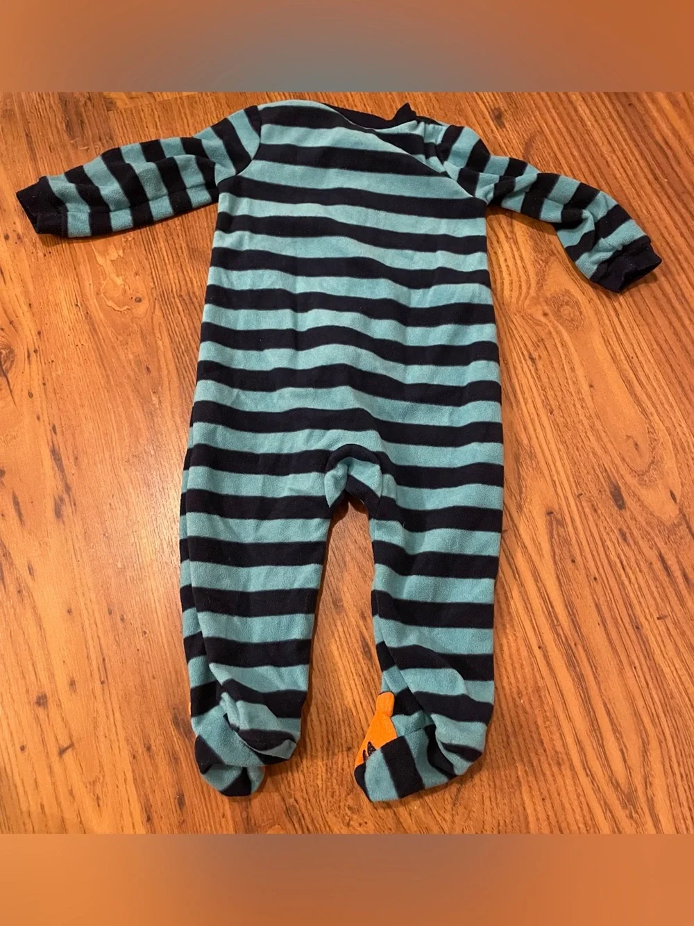Carter's Teal & Black Striped Tiger Footed One-Piece